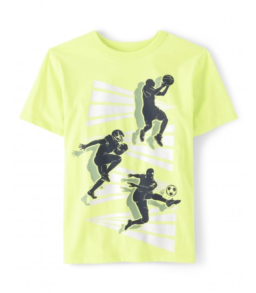 Childrens Place Lime Multi Sports Graphic Tee